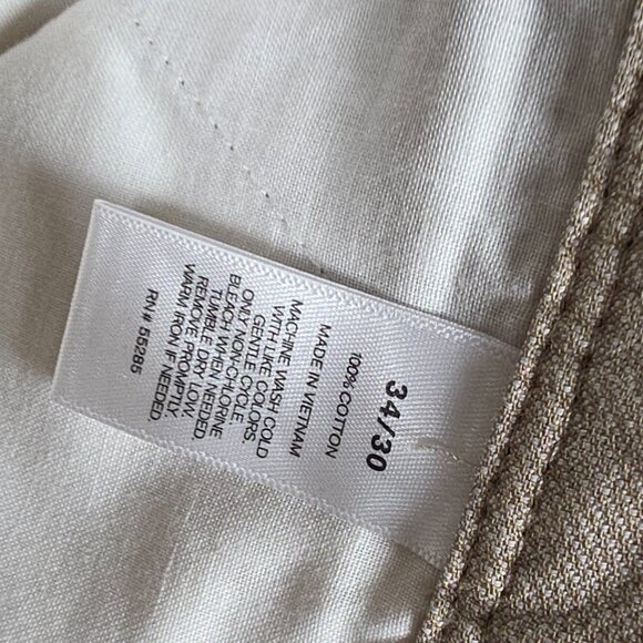 Express Pants Mens Size 34x30 Beige Khaki Slim Fit Finn Lightweight Canvas Chino - Picture 8 of 11